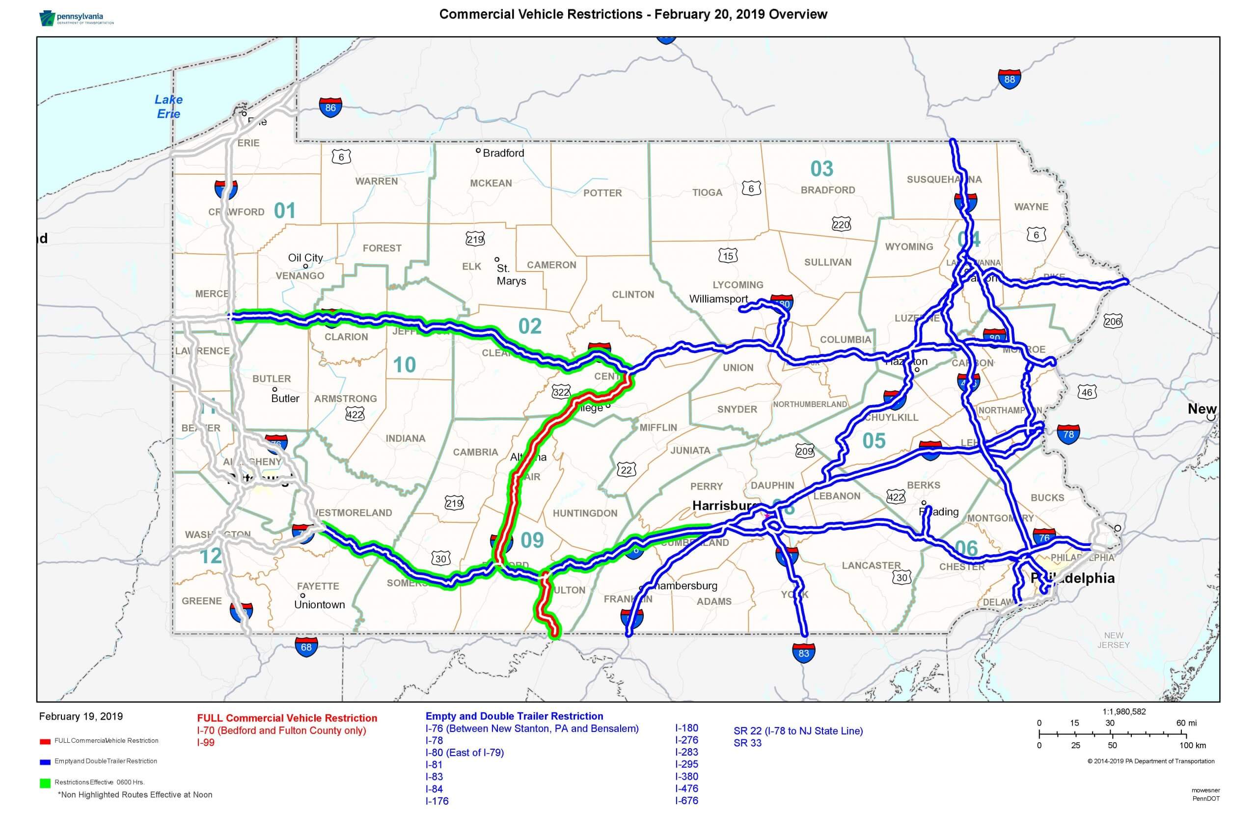 PennDOT Announces Vehicle Restrictions Due to Storm, Ice